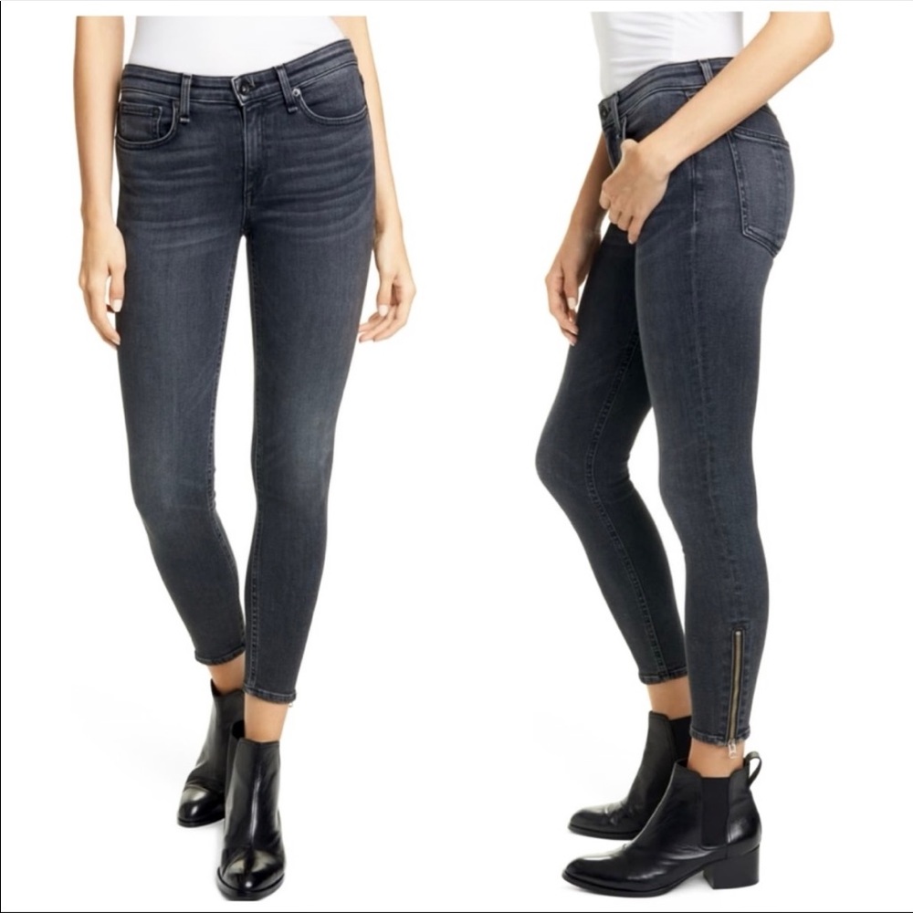 ✨ Rag & Bone Cate High Rise Zip Hem Ankle Straight Jeans In Abbey Road Size 30